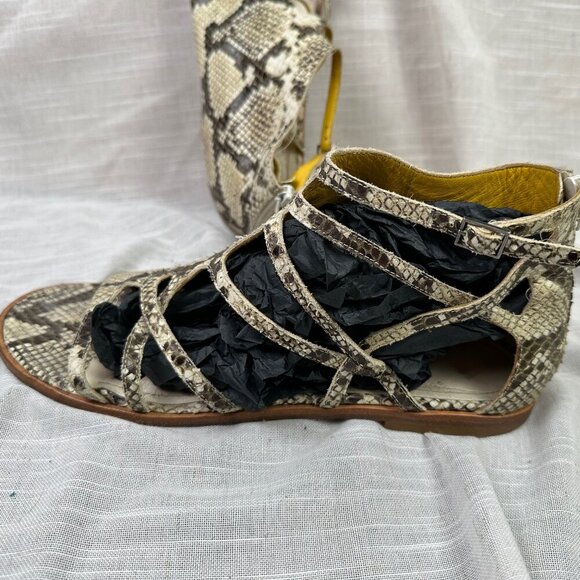 Maison Martin Margiela Python Snake Flat Ankle Strap Sandal Sz EU 39.5 / US 9
